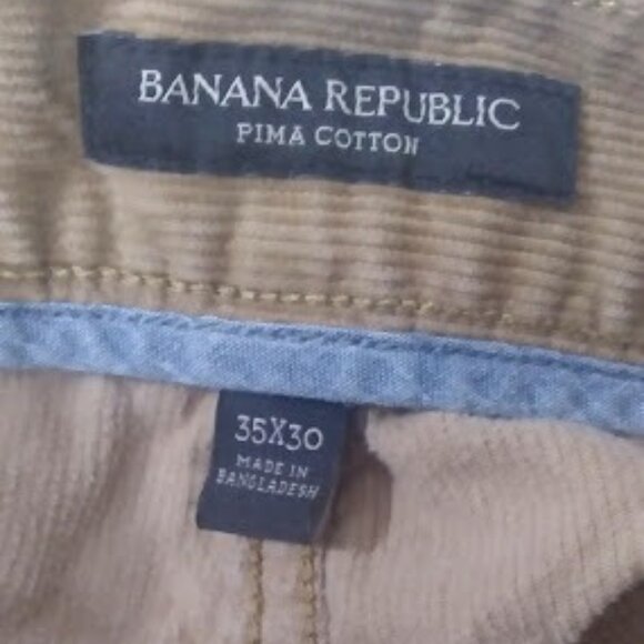 Banana Republic Straight Leg Corduroy Men's 35x30 Beige 5-Pocket Pima Cotton - Picture 8 of 11